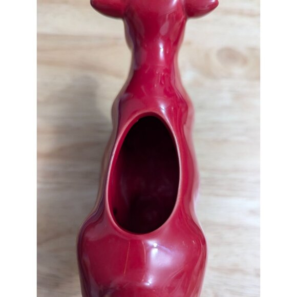 Food Network ceramic red cow creamer planter decor 8 x 6 unique bold - Picture 5 of 6
